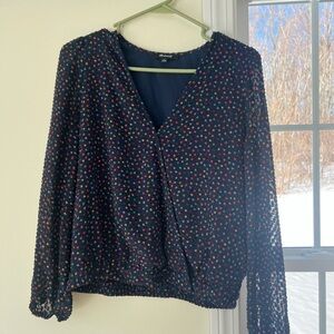 EUC Madewell Navy Polka Dot Blouse